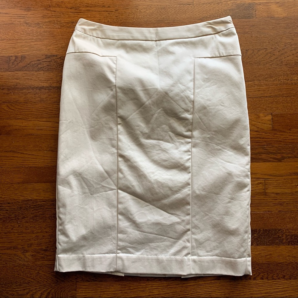 Cream Classic Pencil Skirt with kick pleat in back Size 4